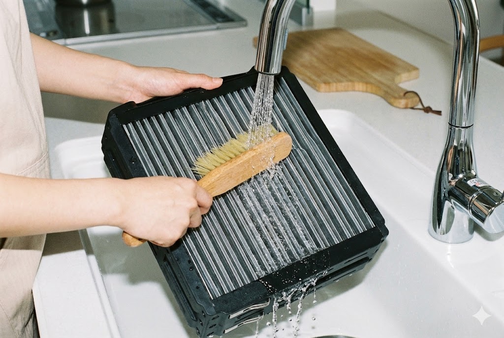 フィルターをお手入れしている