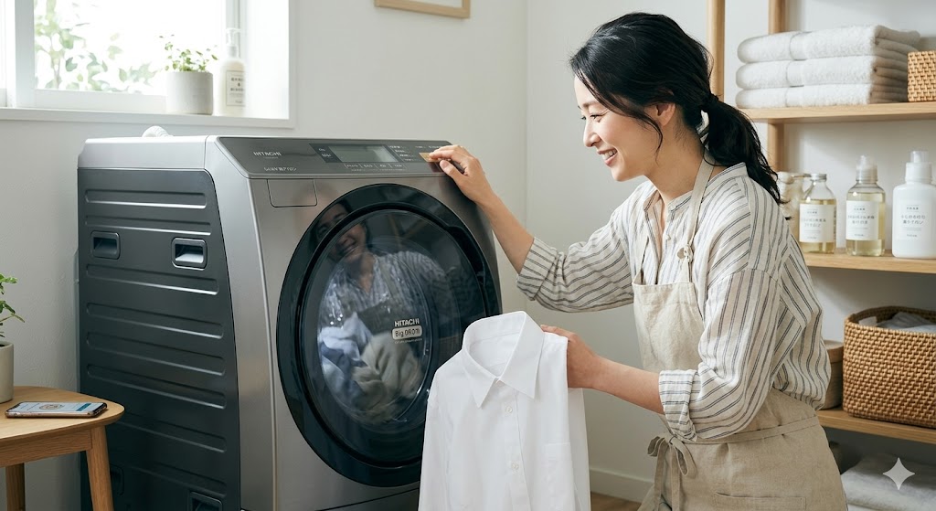 日立ドラム式洗濯機を使用しているイメージ図