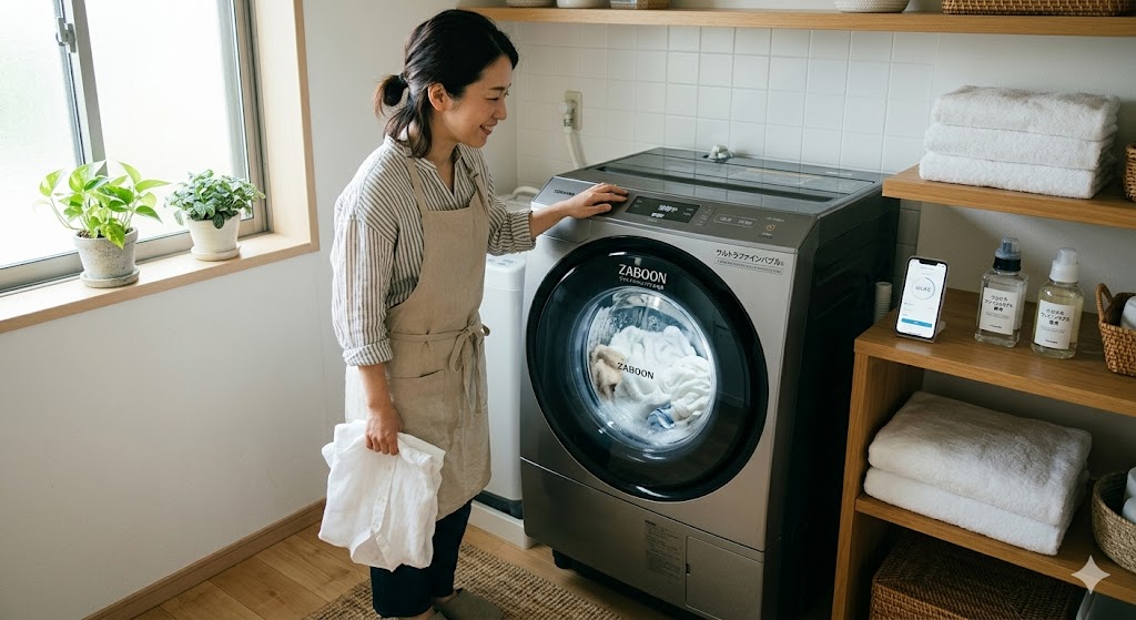 東芝ドラム式洗濯機を使用しているイメージ図