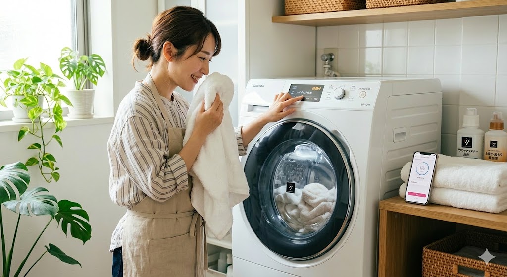 シャープドラム式洗濯機を使用しているイメージ図