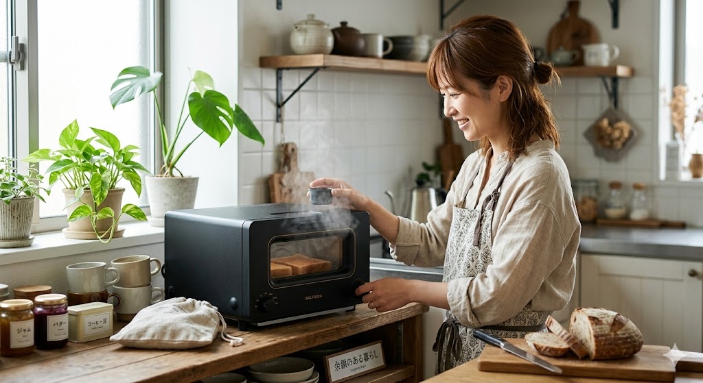 バルミューダ トースターを使用しているイメージ図